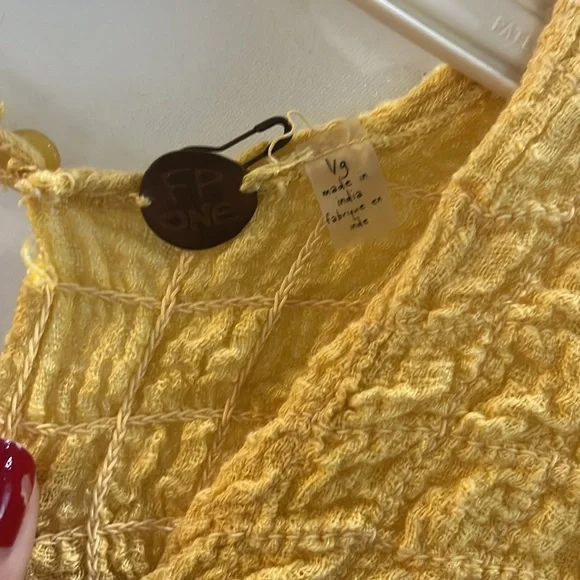 Yellow Smocked Free People Top - Picture 2 of 3